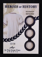 Warren Spahn 2025 Leaf ITG Used Sports Heroes Of History Triple Relic Blue #HH88 #13/20 at PristineAuction.com