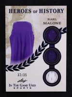 Karl Malone 2025 Leaf ITG Used Sports Heroes Of History Triple Relic Blue #HH44 #32/35 at PristineAuction.com