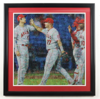 Los Angeles Angels "Shohei Ohtani & Mike Trout" Custom Framed Mosaic Art Print Display at PristineAuction.com