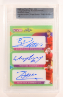 Cristiano Ronaldo / Wayne Rooney / Dimitar Berbatov 2022 Leaf Vivid Triple Autographs Prismatic Green Pre-Production Proof #NNO #1/1 (Leaf) at PristineAuction.com