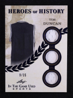 Tim Duncan 2025 Leaf ITG Used Sports Heroes Of History Triple Relic Blue #HH84 #9/35 at PristineAuction.com