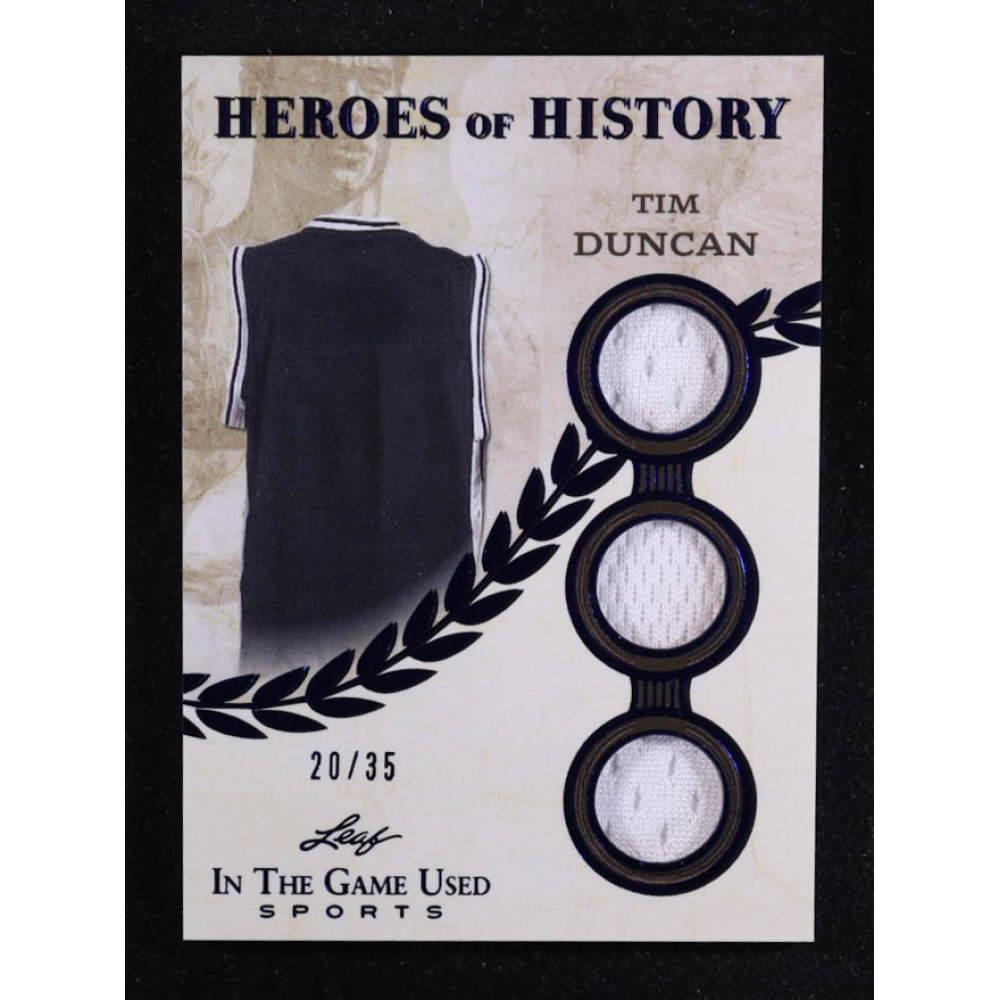 Tim Duncan 2025 Leaf ITG Used Sports Heroes Of History Triple Relic Turquoise #HH84 #20/35 at PristineAuction.com