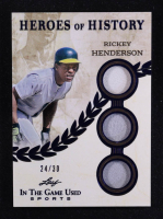 Rickey Henderson 2025 Leaf ITG Used Sports Heroes Of History Triple Relic Blue #HH70 #24/30 at PristineAuction.com