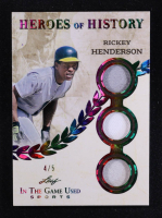 Rickey Henderson 2025 Leaf ITG Used Sports Heroes Of History Triple Relic Rainbow Crystal #HH70 #4/5 at PristineAuction.com