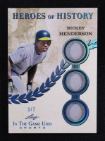 Rickey Henderson 2025 Leaf ITG Used Sports Heroes Of History Triple Relic Turquoise #HH70 #3/7 at PristineAuction.com