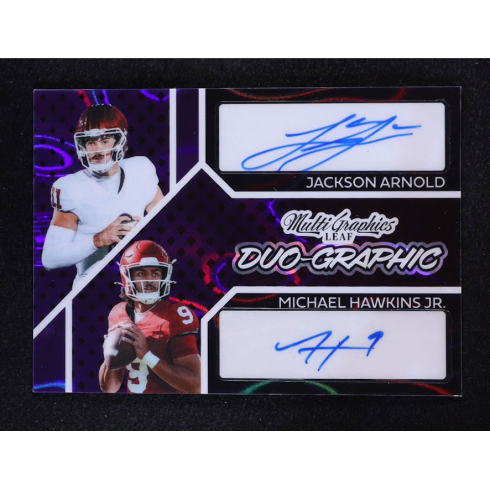 Jackson Arnold / Michael Hawkins Jr. 2024 Leaf MultiGraphics Duo-Graphics Purple #MDG26 #5/6 at PristineAuction.com