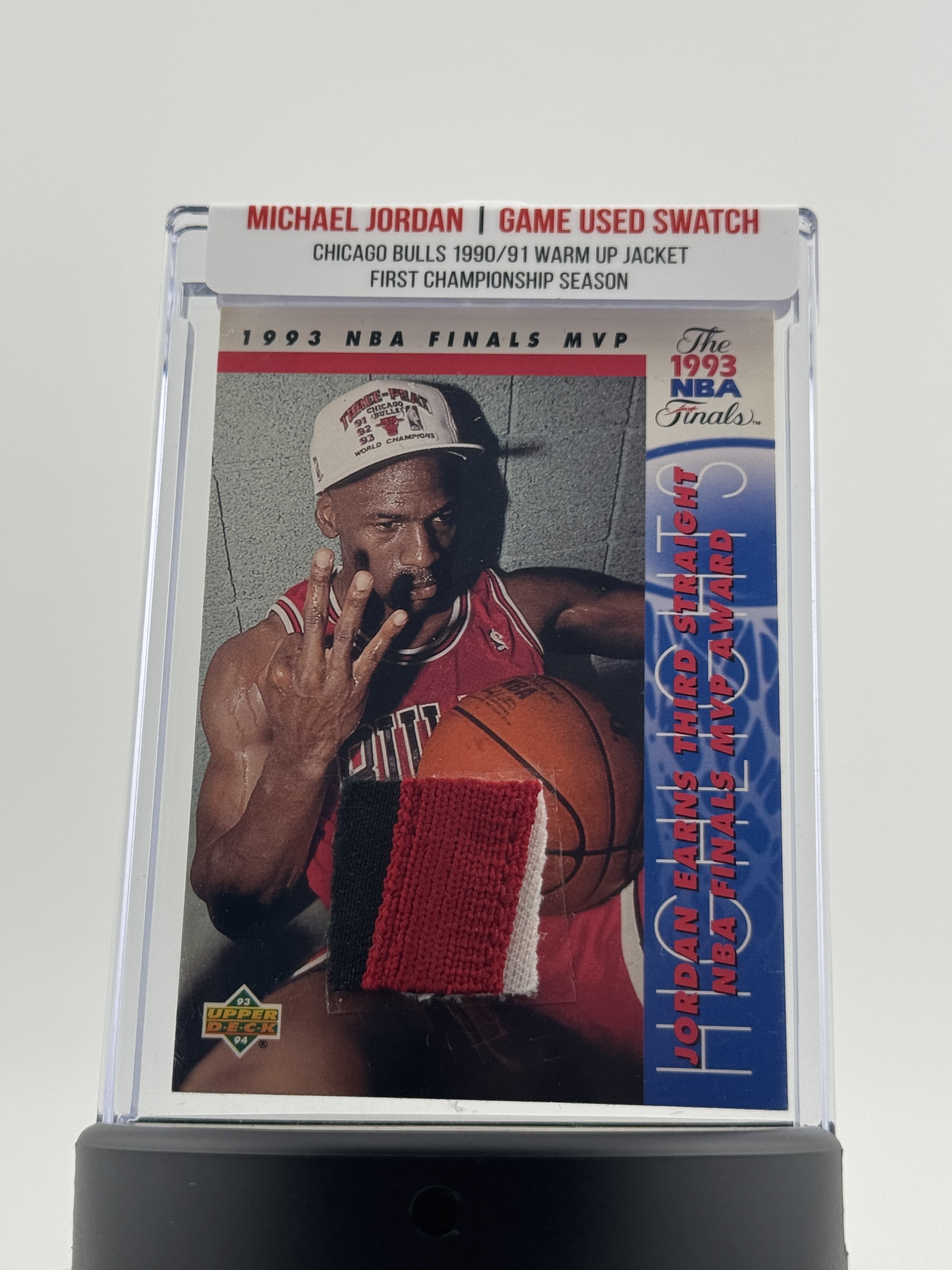 Michael Jordan 1990-91 Chicago Bulls Championship Game Worn Jacket Swatch Mystery Box - Series 1 at PristineAuction.com Michael Jordan 1990-91 Chicago Bulls Championship Game Worn Jacket Swatch Mystery Box - Series 1 at PristineAuction.com