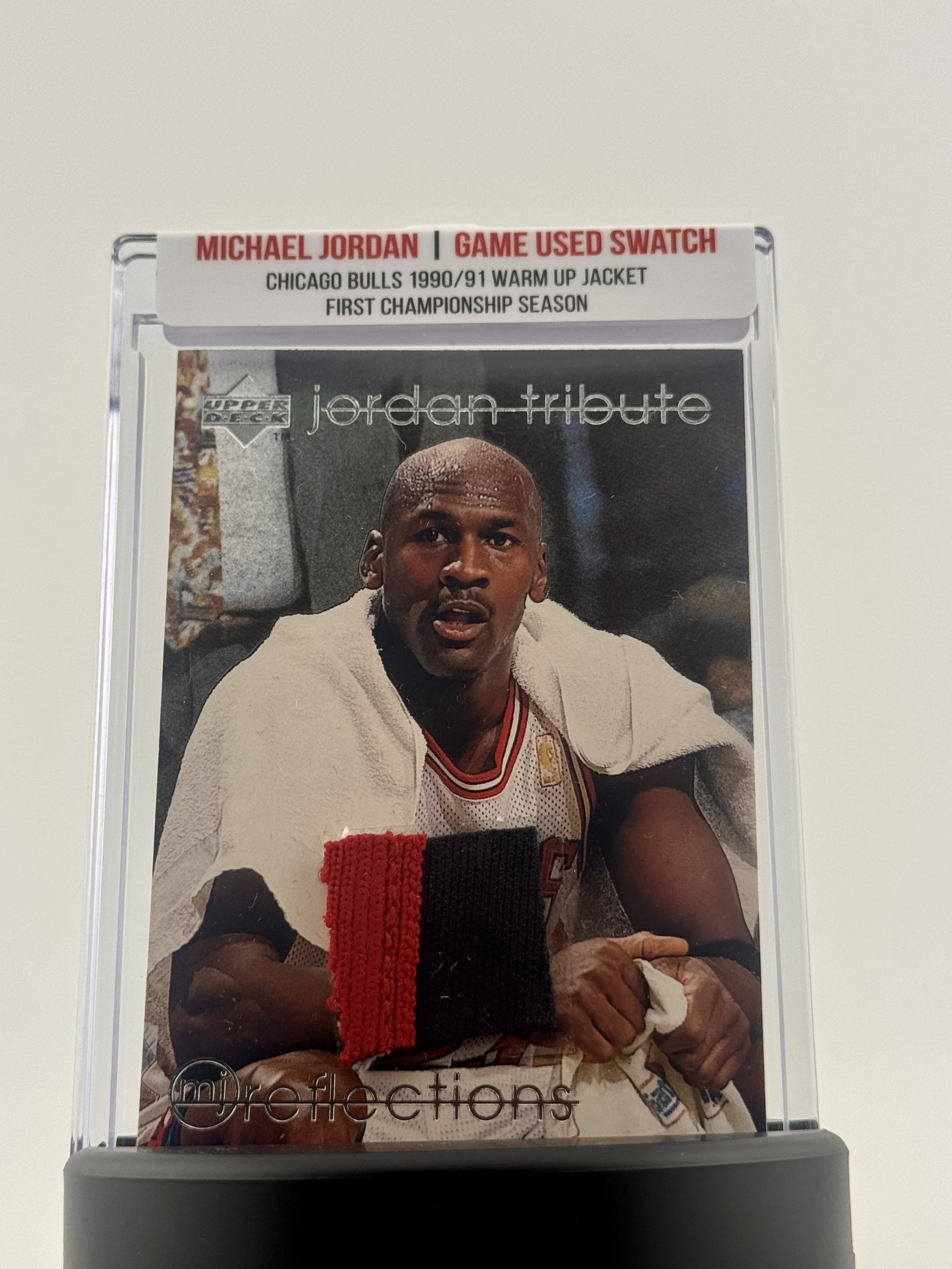 Michael Jordan 1990-91 Chicago Bulls Championship Game Worn Jacket Swatch Mystery Box - Series 1 at PristineAuction.com Michael Jordan 1990-91 Chicago Bulls Championship Game Worn Jacket Swatch Mystery Box - Series 1 at PristineAuction.com