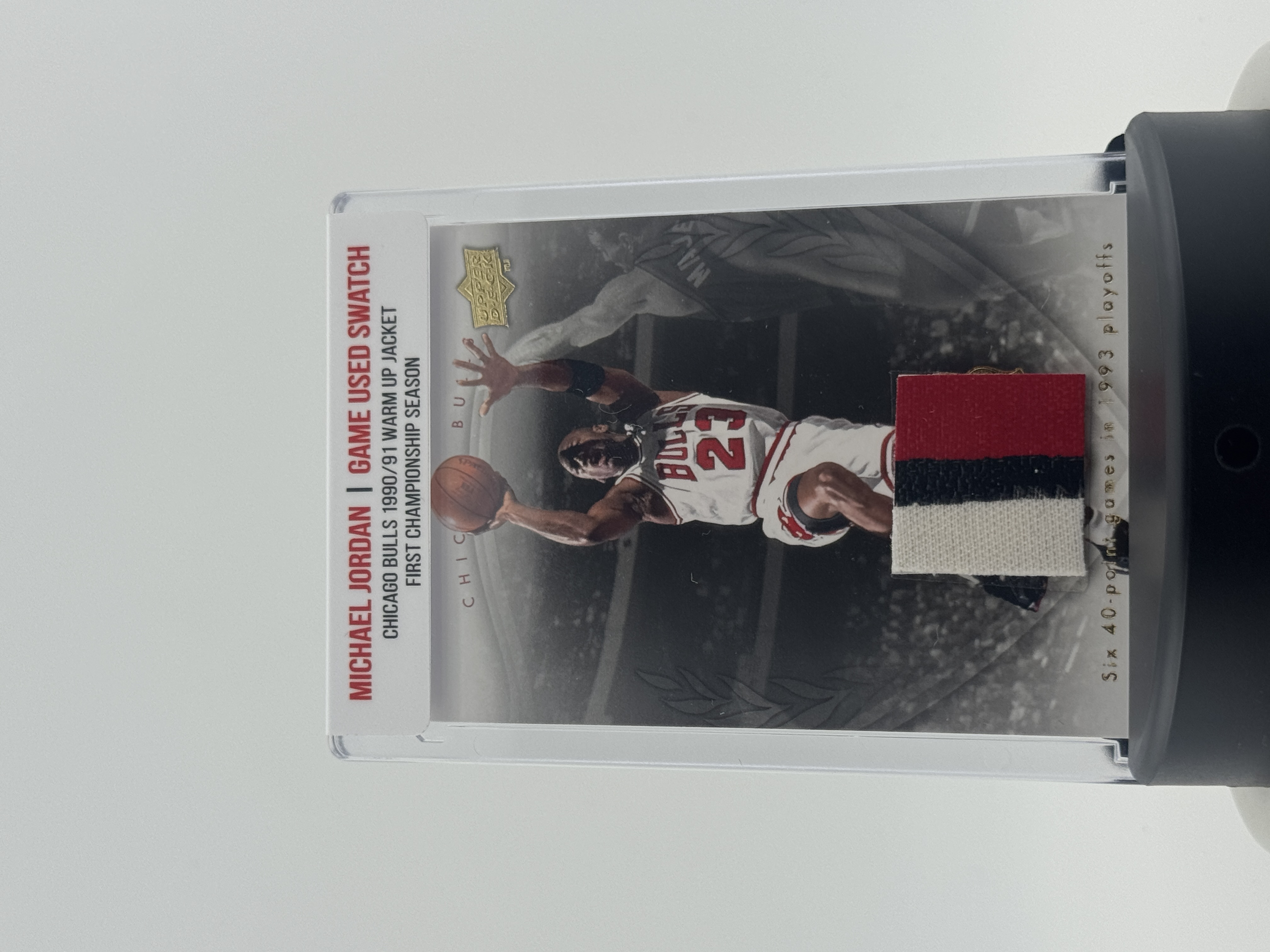 Michael Jordan 1990-91 Chicago Bulls Championship Game Worn Jacket Swatch Mystery Box - Series 1 at PristineAuction.com Michael Jordan 1990-91 Chicago Bulls Championship Game Worn Jacket Swatch Mystery Box - Series 1 at PristineAuction.com