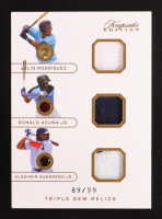 Julio Rodriguez / Ronald Acuna Jr. / Vladimir Guerrero Jr. 2024 Keepsake Triple Gem Relics #381 #89/99 at PristineAuction.com
