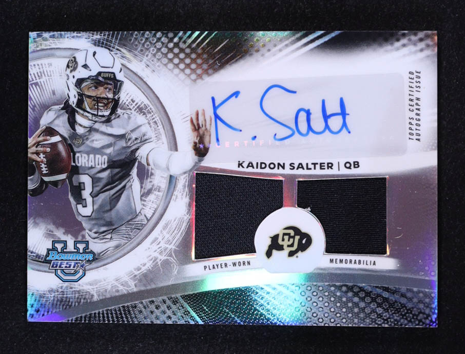 Kaidon Salter 2025 Bowman's Best University Dual Relic Autographs #DRAKS at PristineAuction.com Kaidon Salter 2025 Bowman's Best University Dual Relic Autographs #DRAKS at PristineAuction.com