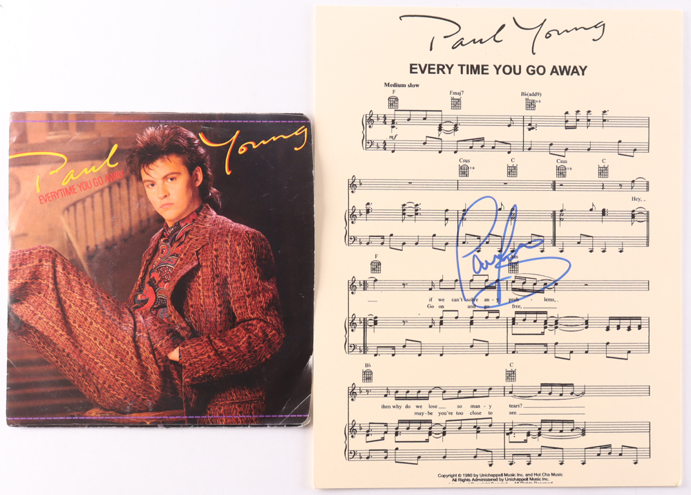 Paul Young Signed "Everytime You Go Away" Sheet Music with 45RPM LP Vinyl Record (JSA) at PristineAuction.com Paul Young Signed "Everytime You Go Away" Sheet Music with 45RPM LP Vinyl Record (JSA) at PristineAuction.com