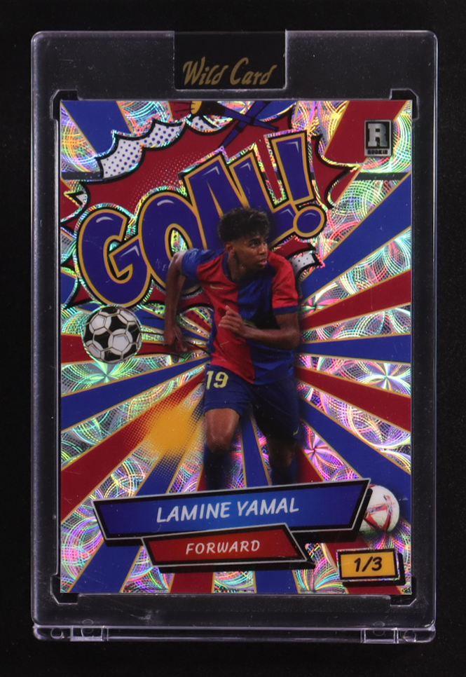 Lamine Yamal 2024 Wild Card Comix Goal! Red and Blue Scope #ACCRLY1 RC #1/3 at PristineAuction.com Lamine Yamal 2024 Wild Card Comix Goal! Red and Blue Scope #ACCRLY1 RC #1/3 at PristineAuction.com