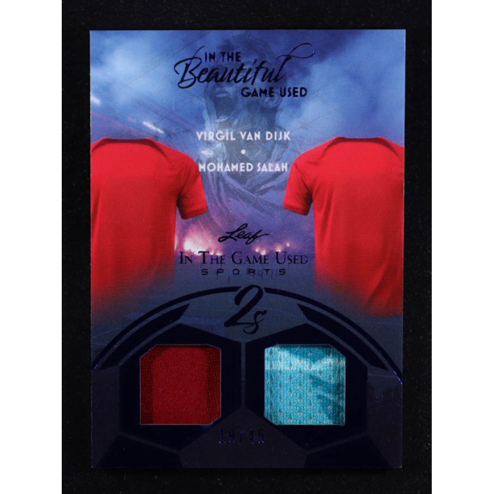 Virgil van Dijk / Mohamed Salah 2025 Leaf ITG Used Sports In The Beautiful Game Used Relics Blue #B212 #19/45 at PristineAuction.com