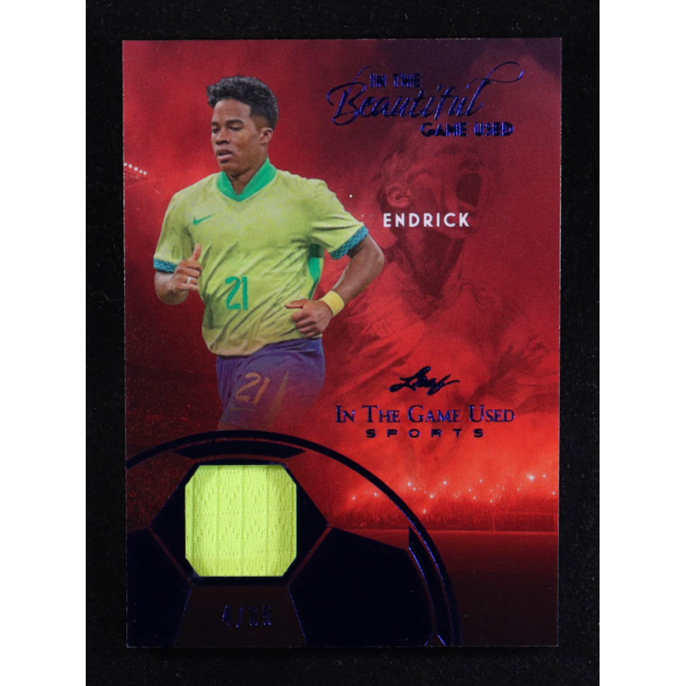Endrick 2025 Leaf ITG Used Sports In The Beautiful Game Relic Blue #BU5 #4/65 at PristineAuction.com