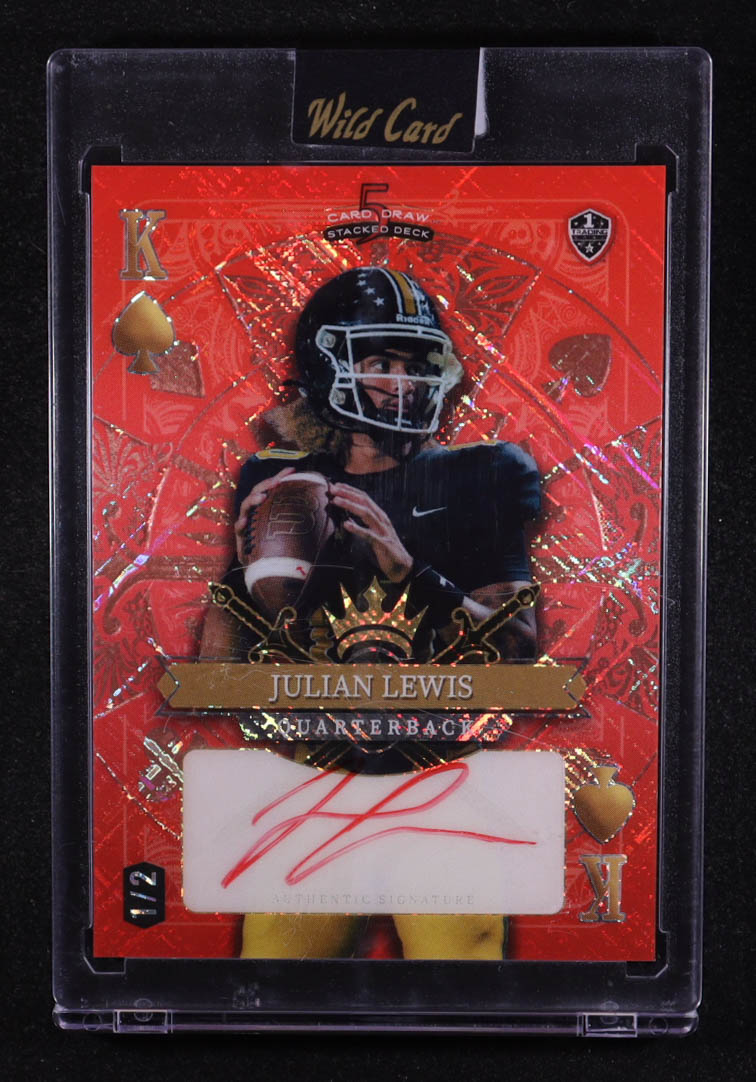 Julian Lewis 2024 Wild Card 5 Card Draw Autograph King of Spades Heart #JLA #1/2 RC at PristineAuction.com Julian Lewis 2024 Wild Card 5 Card Draw Autograph King of Spades Heart #JLA #1/2 RC at PristineAuction.com