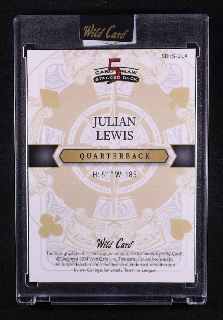 Julian Lewis 2024 Wild Card 5 Card Draw Autograph King of Spades Heart #JLA #1/2 RC at PristineAuction.com Julian Lewis 2024 Wild Card 5 Card Draw Autograph King of Spades Heart #JLA #1/2 RC at PristineAuction.com