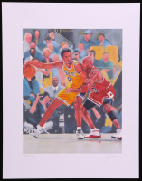 "Kobe Bryant & Michael Jordan" 11x14 LE Lithograph by John Yim #/100 (PA) at PristineAuction.com