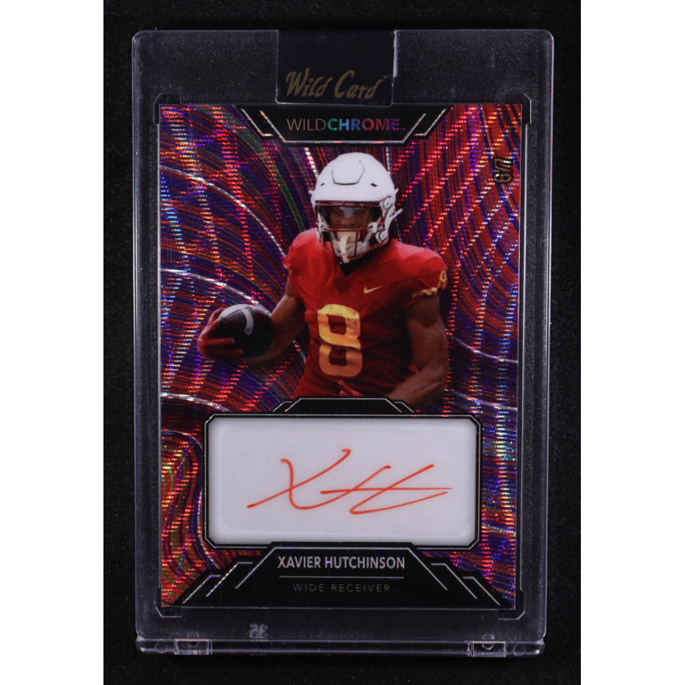 Xavier Hutchinson 2023 Leaf WildChrome Purple Wave Holo Signatures #WCR98 #6/7 RC at PristineAuction.com