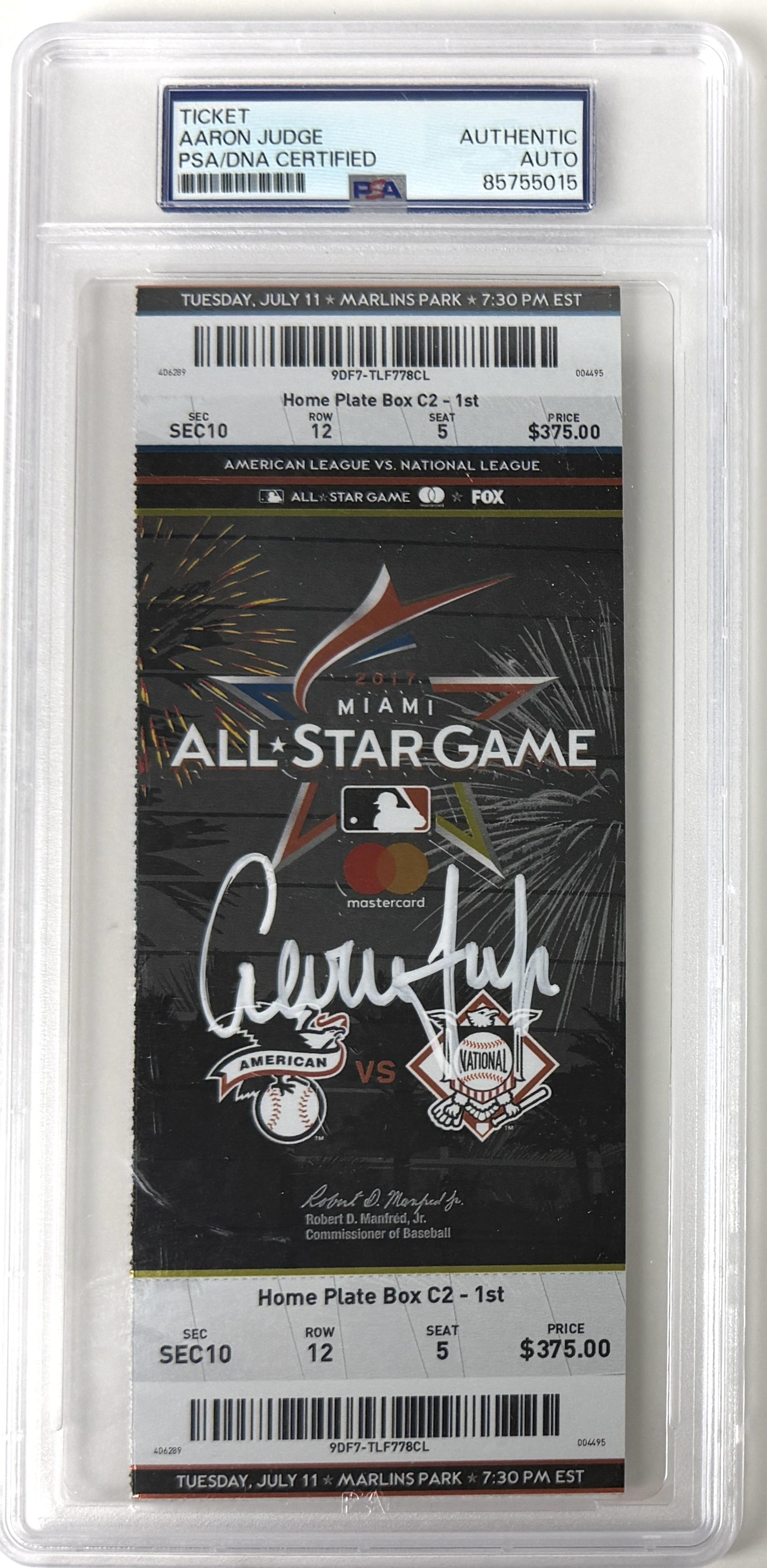 Aaron Judge Signed 2017 MLB All-Star Game Debut Ticket (PSA) at PristineAuction.com Aaron Judge Signed 2017 MLB All-Star Game Debut Ticket (PSA) at PristineAuction.com