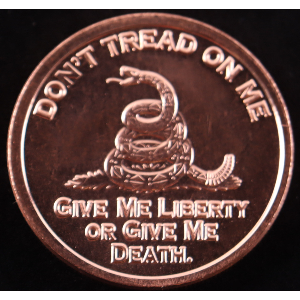 "Don't Tread On Me" - 1 Ounce .999 Fine Copper Bullion Round at PristineAuction.com