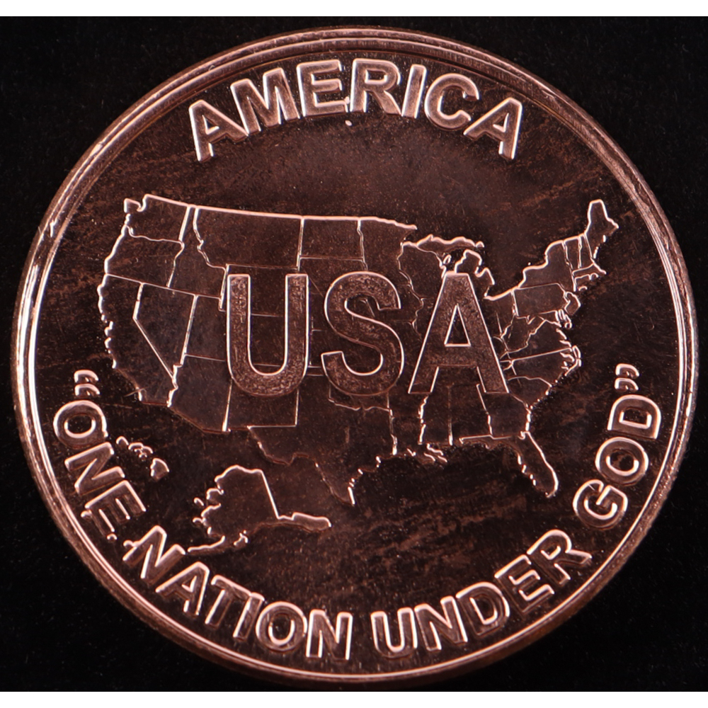 "One Nation Under God" - 1 Ounce .999 Fine Copper Bullion Round at PristineAuction.com