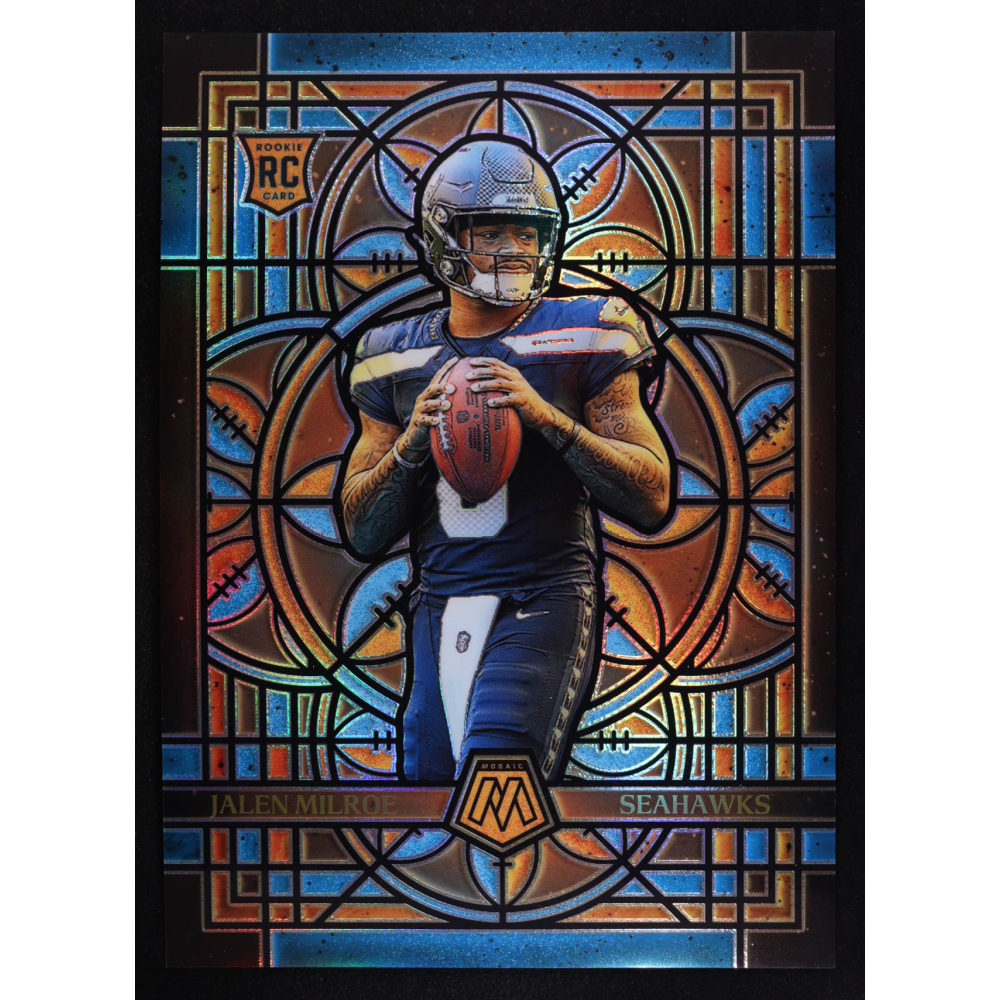 Jalen Milroe 2025 Panini Mosaic Stained Glass Oversized #23 RC at PristineAuction.com