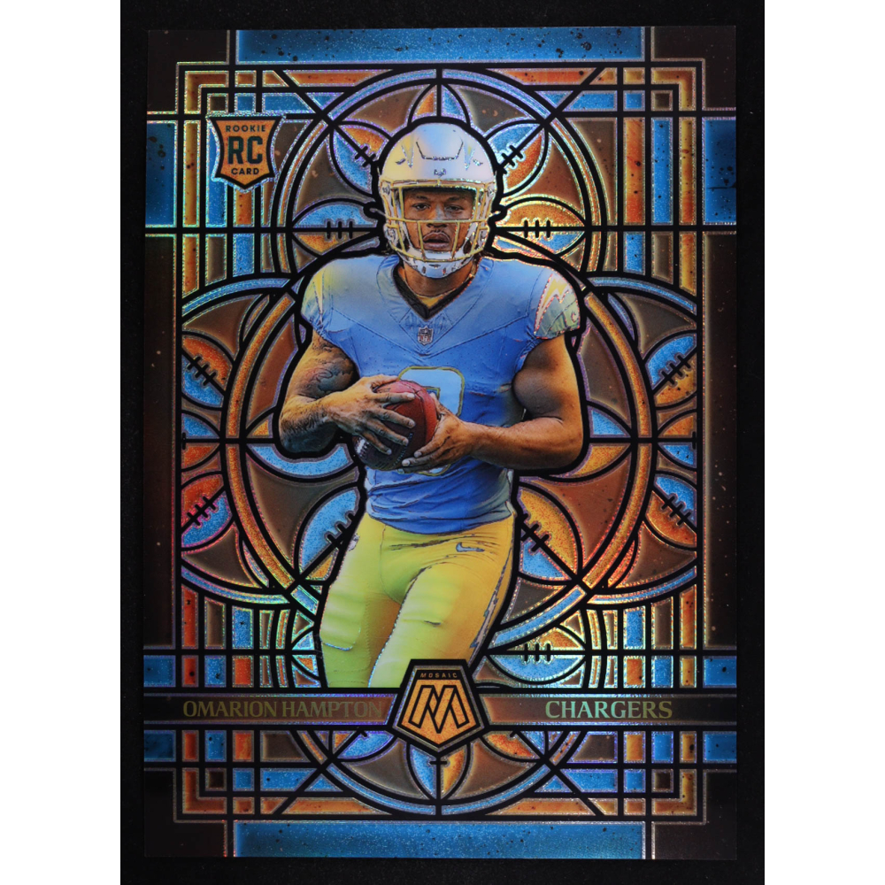 Omarion Hampton 2025 Panini Mosaic Stained Glass Oversized #15 RC at PristineAuction.com