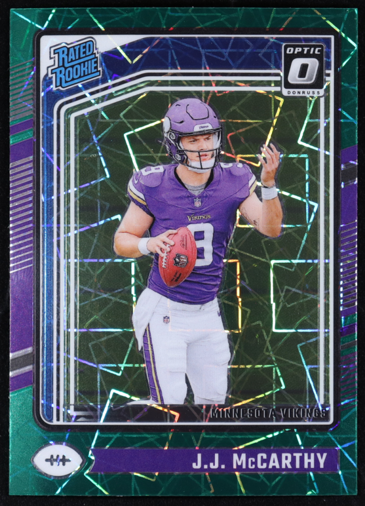 JJ McCarthy 2024 Donruss Optic Green Velocity #235 RR RC