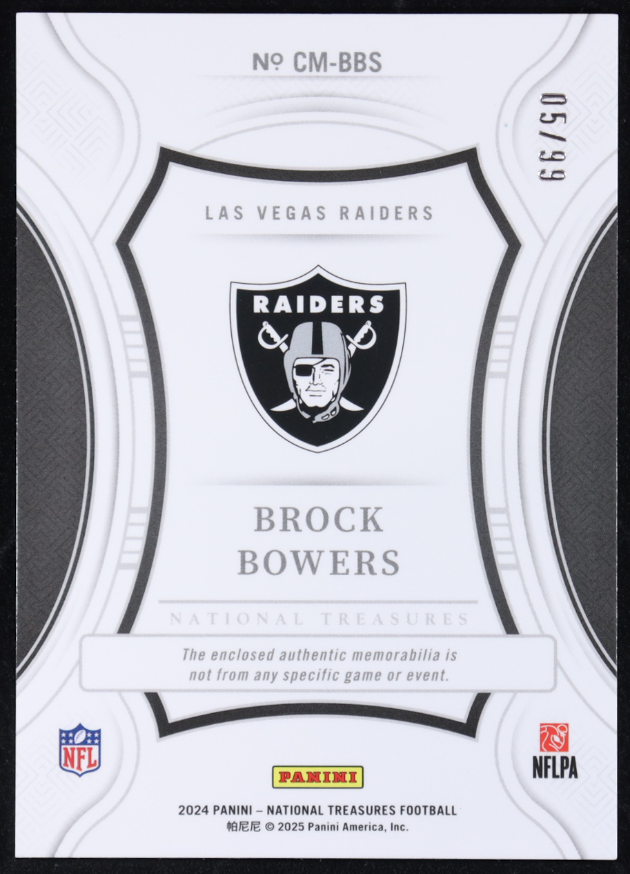 Brock Bowers 2025 Panini National Treasures Century Materials #97 #05/99 RC at PristineAuction.com Brock Bowers 2025 Panini National Treasures Century Materials #97 #05/99 RC at PristineAuction.com