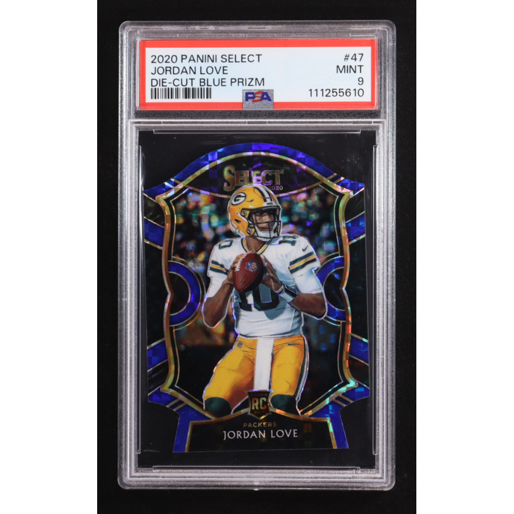 Jordan Love 2020 Panini Select Concourse Die-Cut Blue Prizm #47 RC (PSA 9) at PristineAuction.com