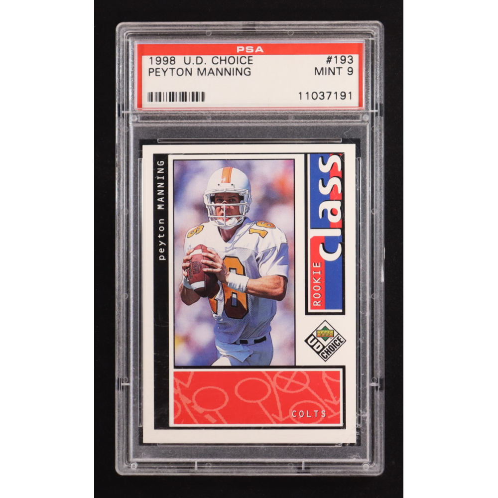 Peyton Manning 1998 Upper Deck Rookie Class #193 RC (PSA 9) at PristineAuction.com