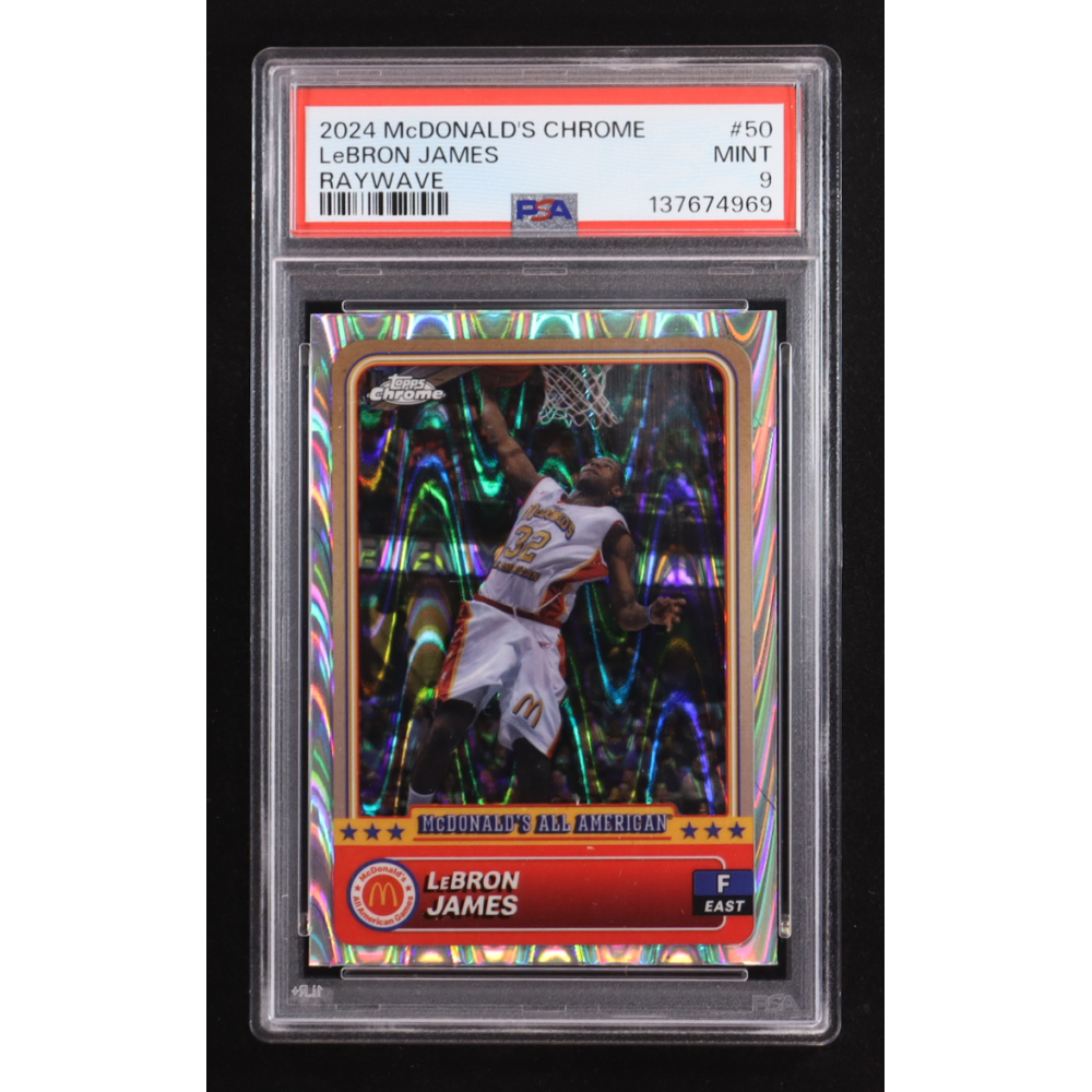 Lebron James 2024 Topps Chrome Mcdonald's All-American Raywave #50 (PSA 9) at PristineAuction.com
