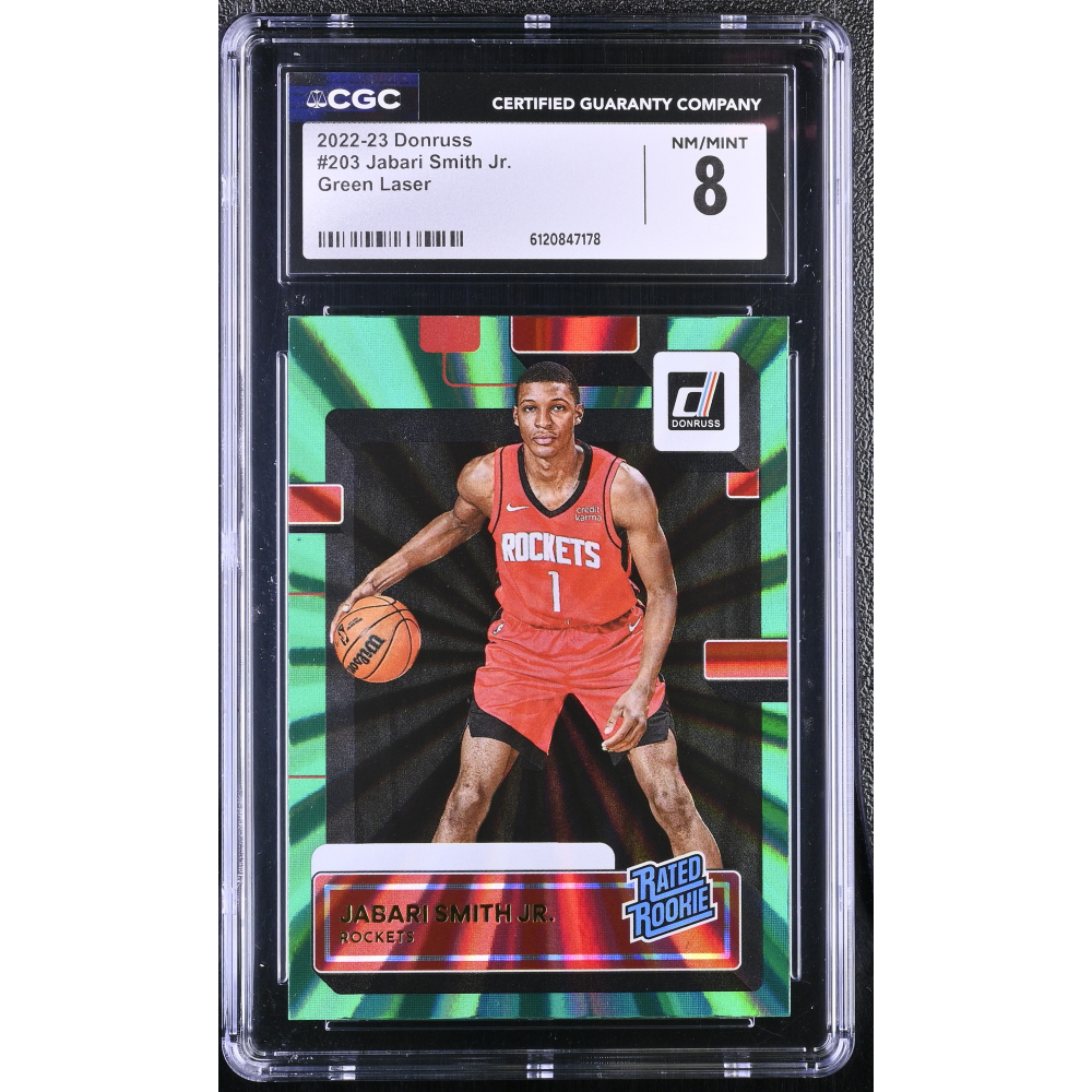Jabari Smith Jr. 2022-23 Donruss Green Laser #203 RC (CGC 8) at PristineAuction.com