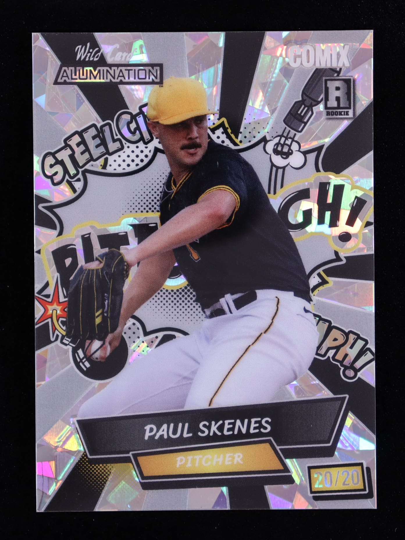 Paul Skenes 2024 Wild Card Alumination Comix Pittsburgh Black/Grey Crystal #ACSPPS2 #20/20 RC at PristineAuction.com Paul Skenes 2024 Wild Card Alumination Comix Pittsburgh Black/Grey Crystal #ACSPPS2 #20/20 RC at PristineAuction.com