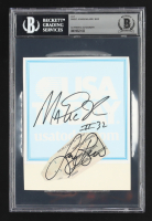 Magic Johnson & Larry Bird Signed Cut Display (BGS) at PristineAuction.com