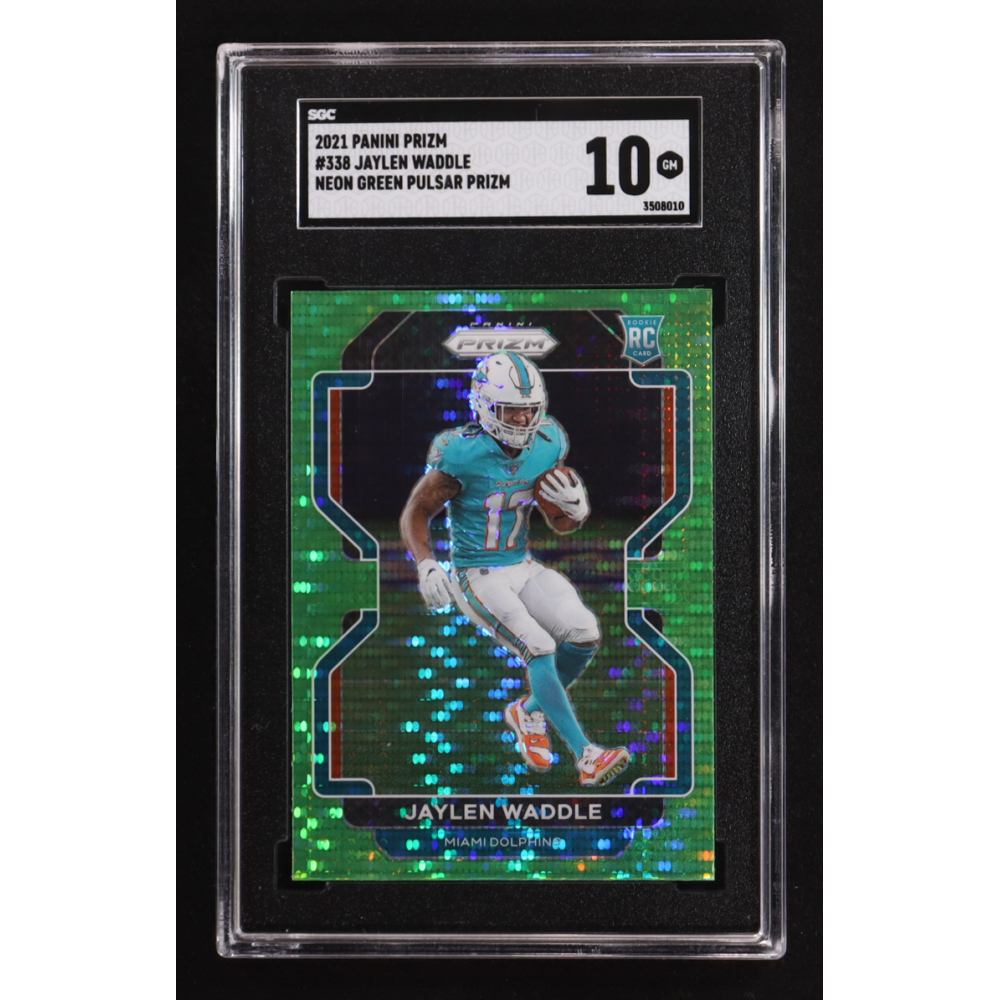 Jaylen Waddle 2021 Panini Neon Green Pulsar Prizm #338 RC (SGC 10) at PristineAuction.com