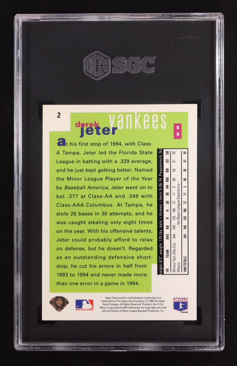 Derek Jeter 1995 Upper Deck Collector's Choice SE Rookie Class Silver Signature #2 RC (SGC 9.5) at PristineAuction.com Derek Jeter 1995 Upper Deck Collector's Choice SE Rookie Class Silver Signature #2 RC (SGC 9.5) at PristineAuction.com