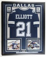 Ezekiel Elliott Signed Custom Framed Jersey Display with Title Plaque (Beckett) at PristineAuction.com