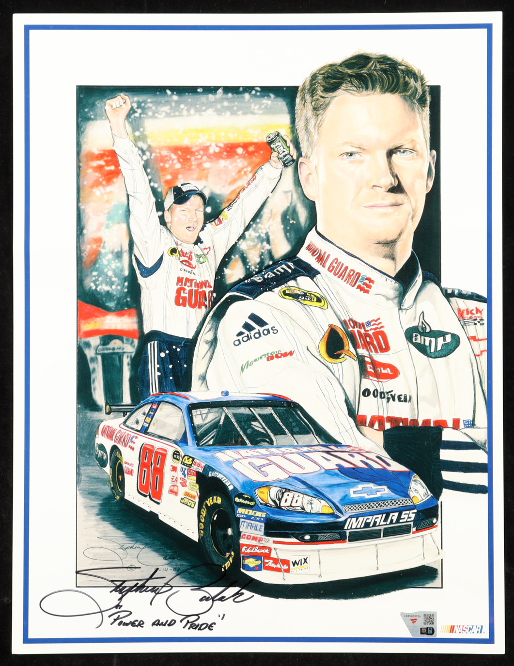 Dale Earnhardt Jr. Signed NASCAR 11x15 Art Print Inscribed "Power and Pride" (Fanatics) at PristineAuction.com Dale Earnhardt Jr. Signed NASCAR 11x15 Art Print Inscribed "Power and Pride" (Fanatics) at PristineAuction.com