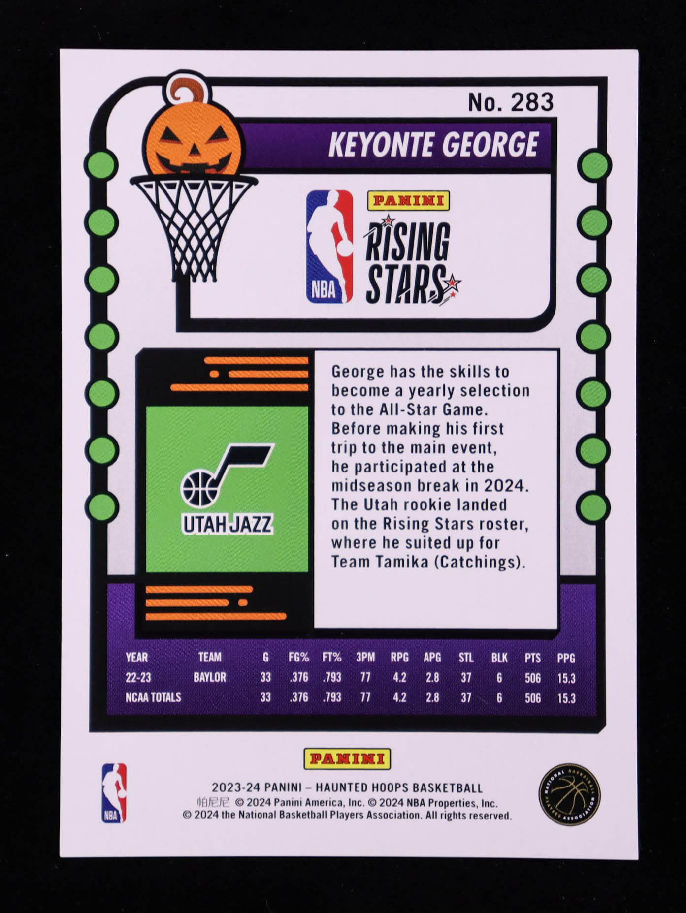 Keyonte George 2023-24 Hoops Haunted Hoops #283 Rookie Stars RC at PristineAuction.com Keyonte George 2023-24 Hoops Haunted Hoops #283 Rookie Stars RC at PristineAuction.com