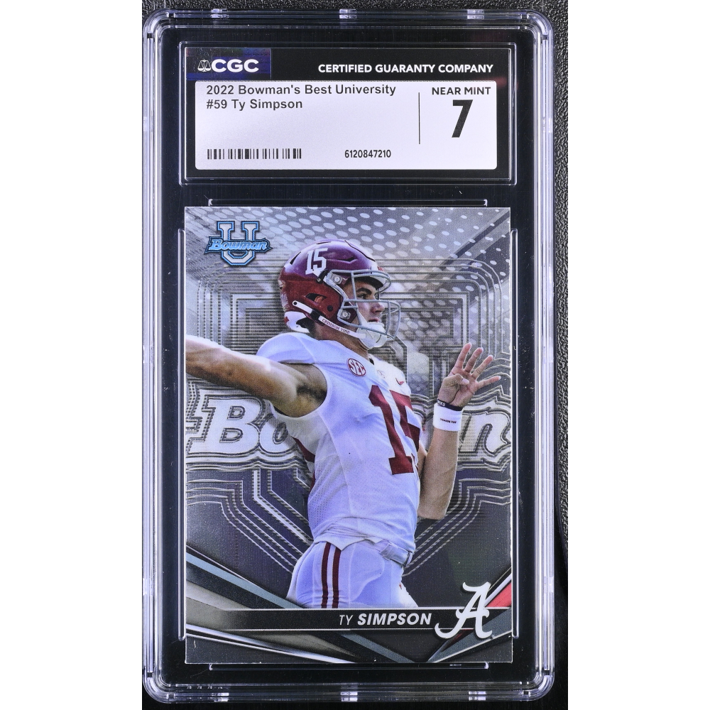 Ty Simpson 2022 Bowman's Best University #59 RC (CGC 7) at PristineAuction.com