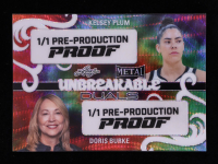 Kelsey Plum / Doris Burke Leaf Metal Unbreakable Duals Rainbow Wave #1/1 Pre-Production Proof at PristineAuction.com