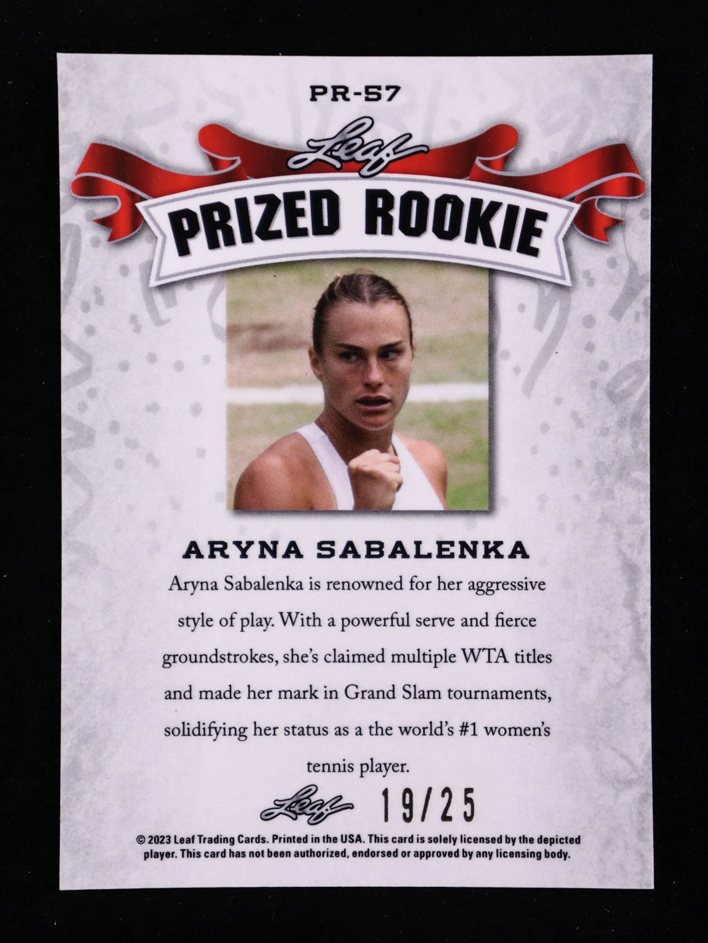 Aryna Sabalenka 2023 Leaf Metal Special Release Prized Rookie Silver #PR57 #19/25 RC at PristineAuction.com Aryna Sabalenka 2023 Leaf Metal Special Release Prized Rookie Silver #PR57 #19/25 RC at PristineAuction.com