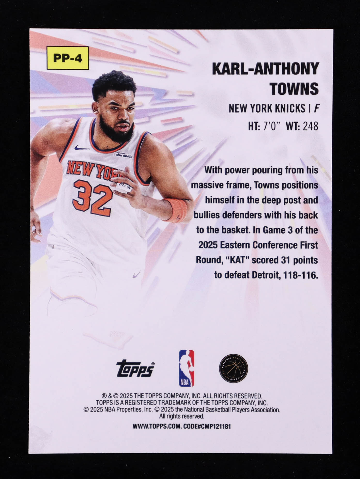 Karl-Anthony Towns 2025-26 Topps Power Players #PP4 at PristineAuction.com Karl-Anthony Towns 2025-26 Topps Power Players #PP4 at PristineAuction.com