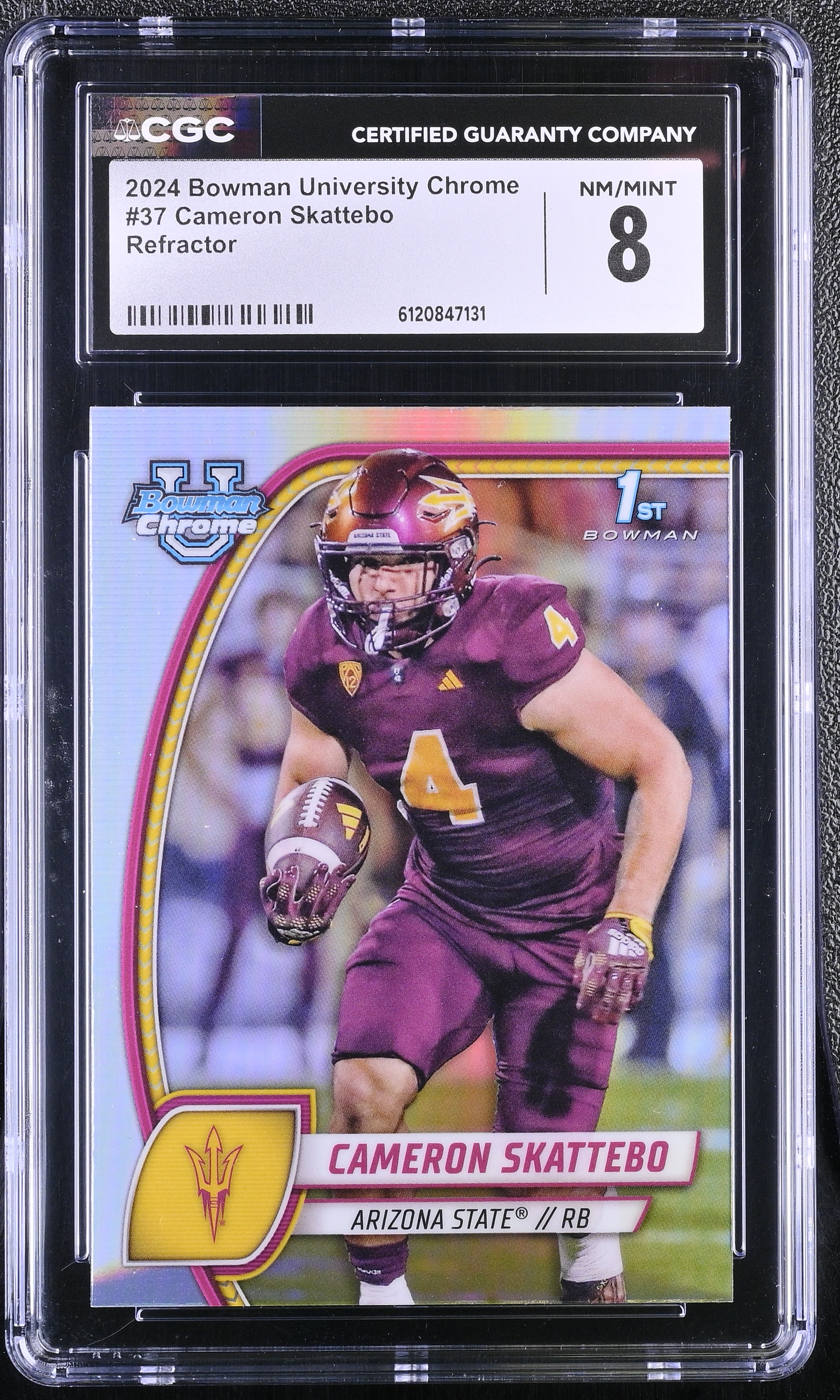 Cameron Skattebo 2024 Bowman University Chrome Refractor #37 (CGC 8) at PristineAuction.com Cameron Skattebo 2024 Bowman University Chrome Refractor #37 (CGC 8) at PristineAuction.com