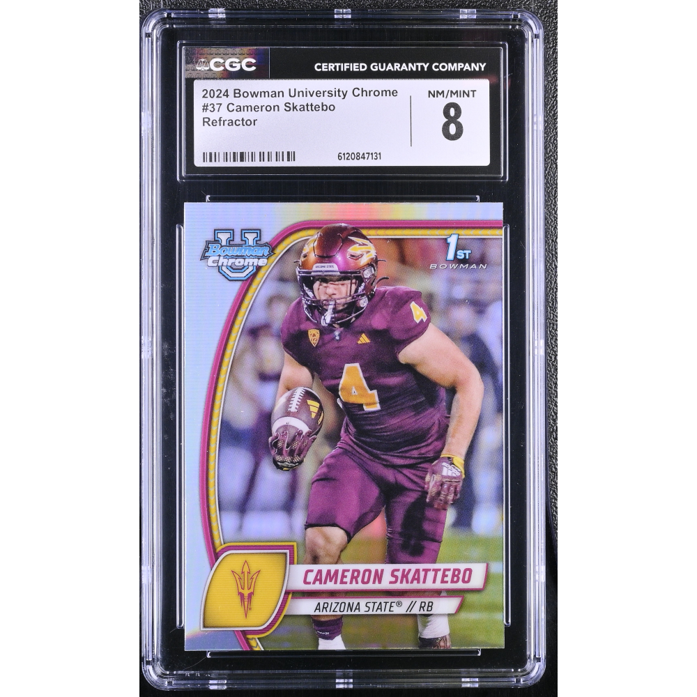 Cameron Skattebo 2024 Bowman University Chrome Refractor #37 (CGC 8) at PristineAuction.com