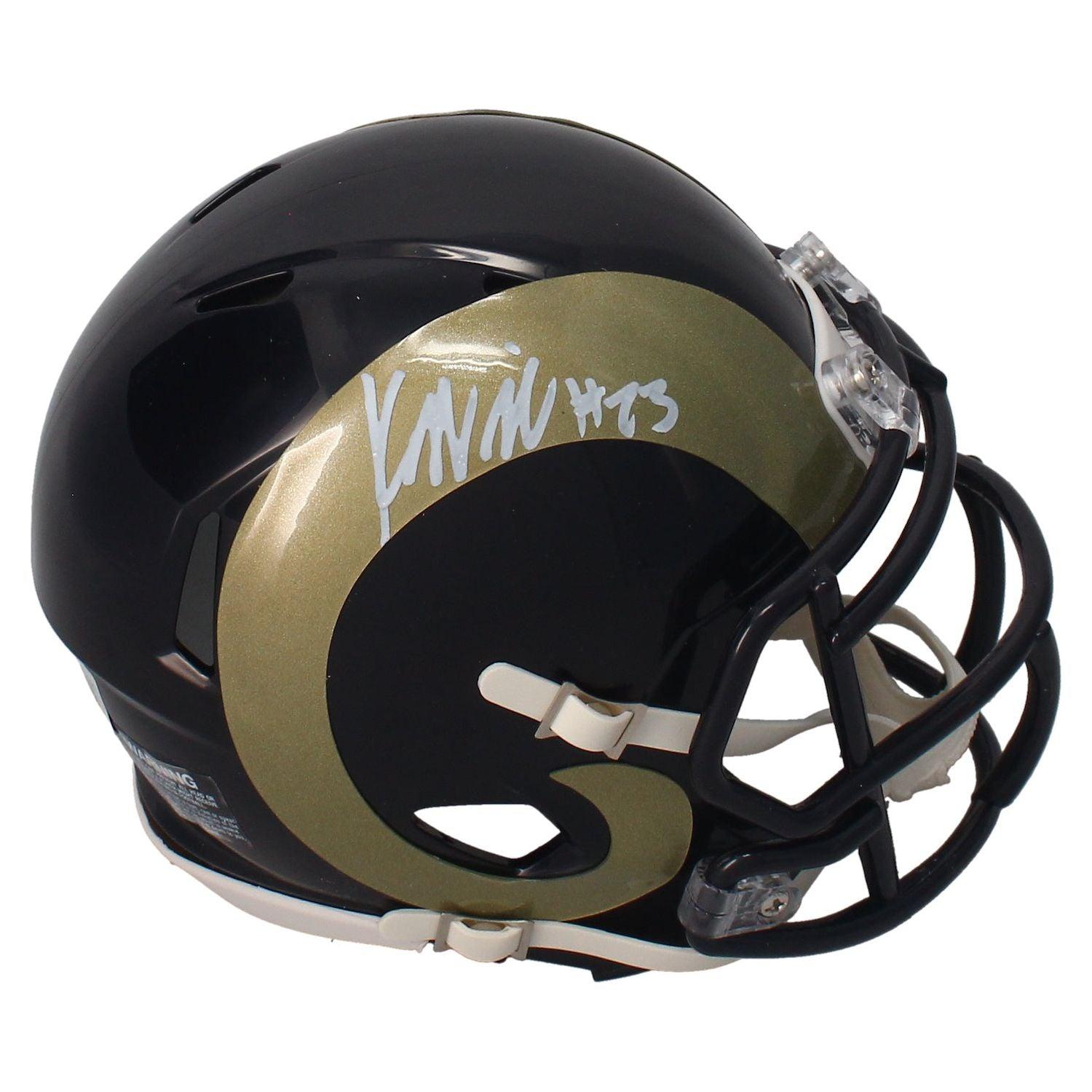 Kyren Williams Signed Rams Throwback Alternate Speed Mini Helmet (Beckett) at PristineAuction.com Kyren Williams Signed Rams Throwback Alternate Speed Mini Helmet (Beckett) at PristineAuction.com