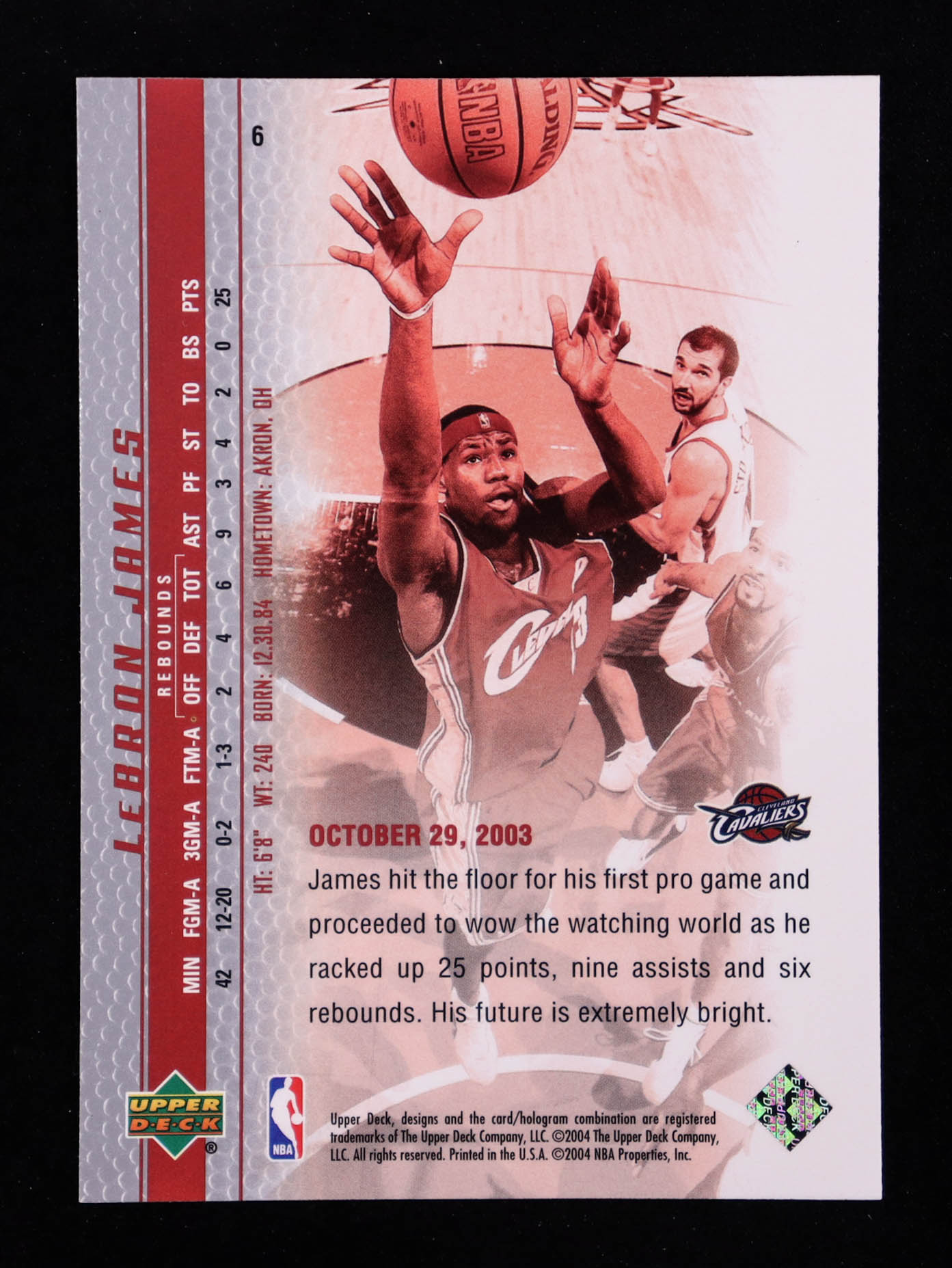 LeBron James 2003-04 Upper Deck Phenomenal Beginning LeBron James #6 RC / Elusive In Traffic at PristineAuction.com LeBron James 2003-04 Upper Deck Phenomenal Beginning LeBron James #6 RC / Elusive In Traffic at PristineAuction.com