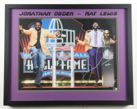 Jonathan Ogden & Ray Lewis Signed Hall of Fame Commemorative Custom Framed Canvas Print Display (Beckett) at PristineAuction.com